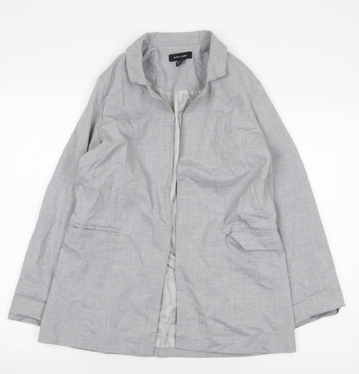 New Look Womens Grey Jacket Size 6 Button