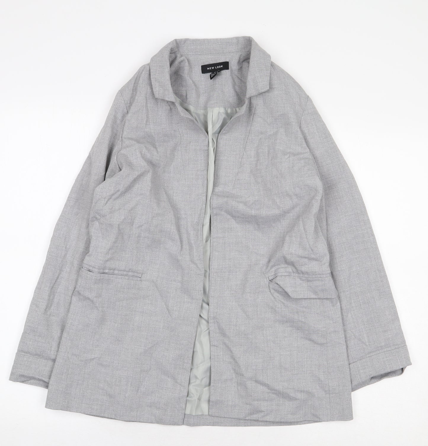 New Look Womens Grey Jacket Size 6 Button