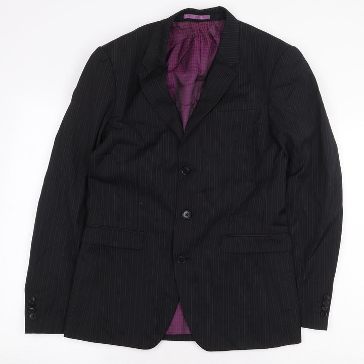 NEXT Mens Black Striped Wool Jacket Blazer Size 36