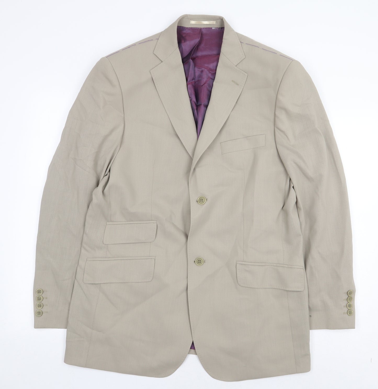 Preworn Mens Beige Wool Jacket Blazer Size 40