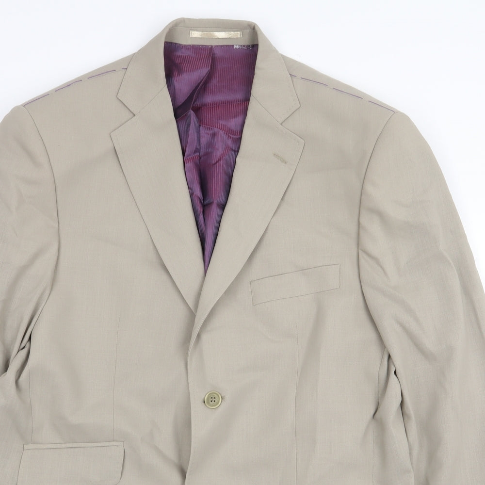 Preworn Mens Beige Wool Jacket Blazer Size 40