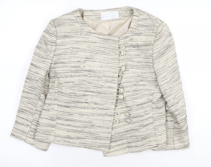 AMARANTO Womens Beige Jacket Size 14 Button