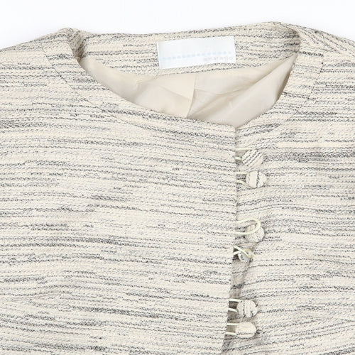 AMARANTO Womens Beige Jacket Size 14 Button