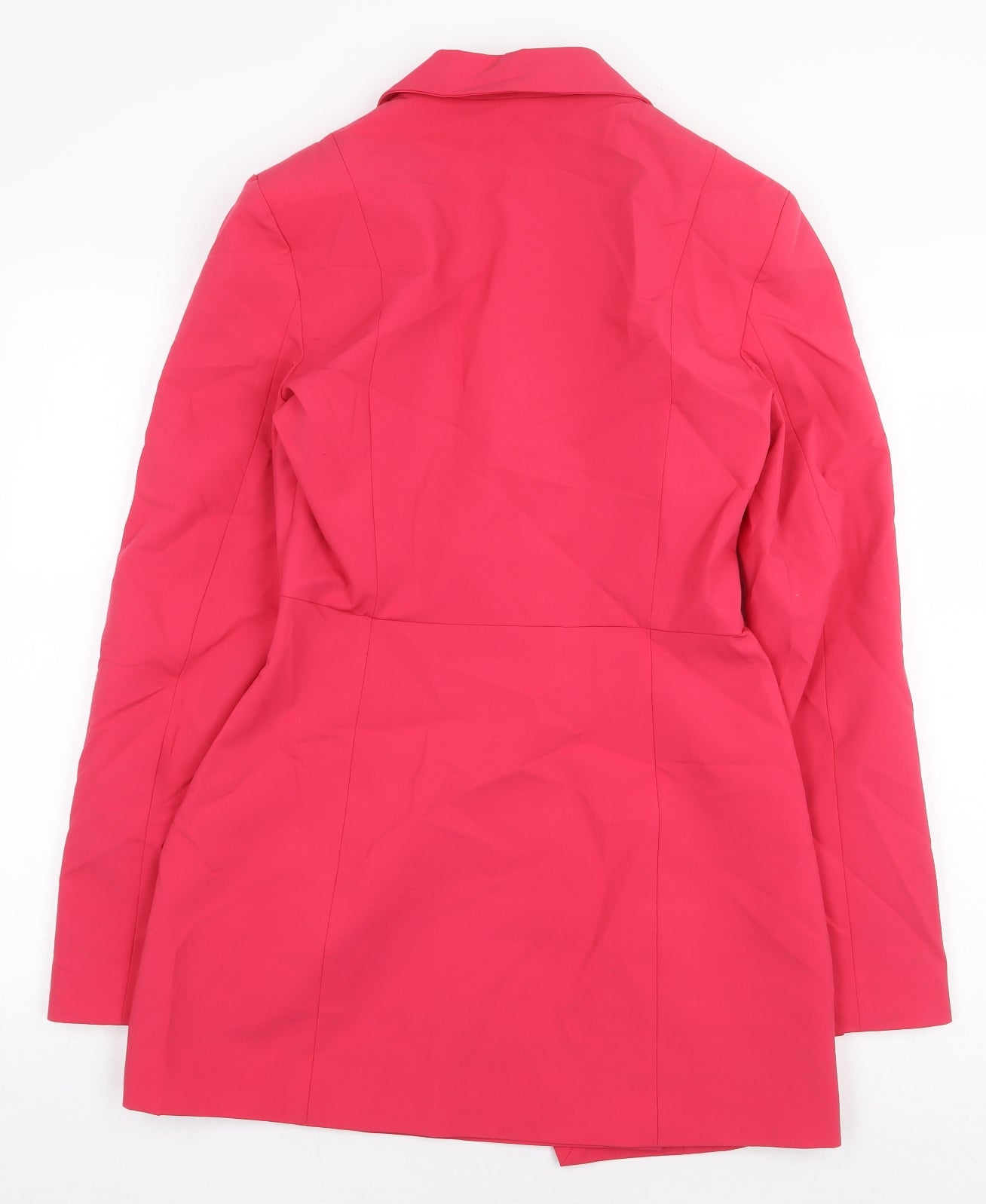 Zara Womens Pink Polyester Jacket Dress Size M Collared Zip