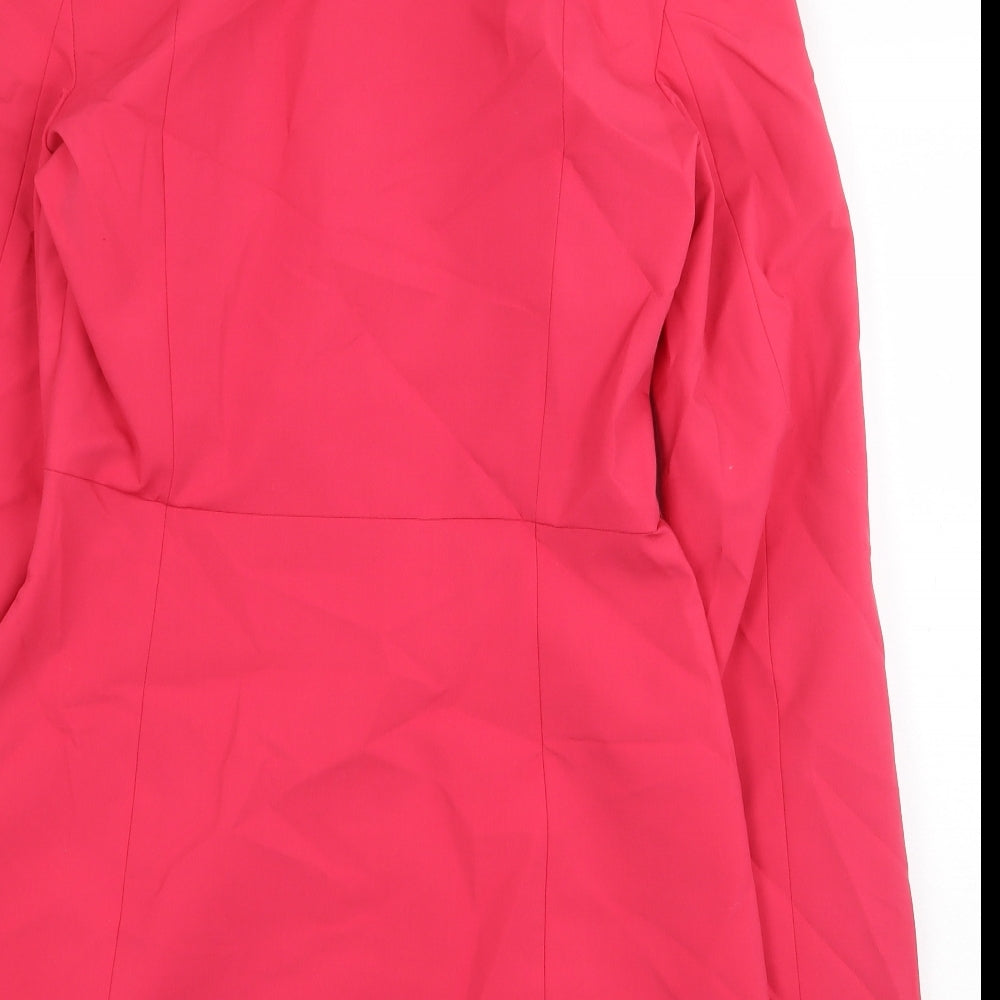 Zara Womens Pink Polyester Jacket Dress Size M Collared Zip