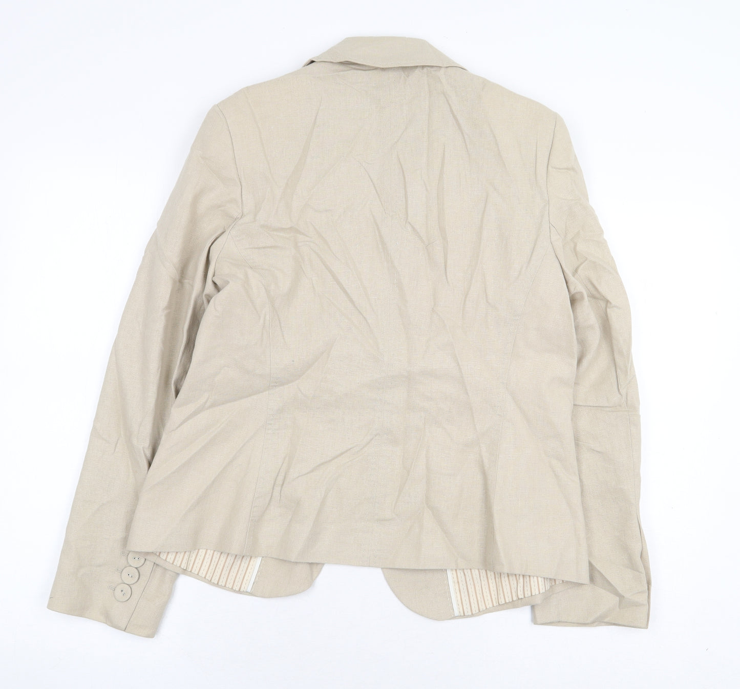 Preworn Womens Beige Jacket Blazer Size 14 Button