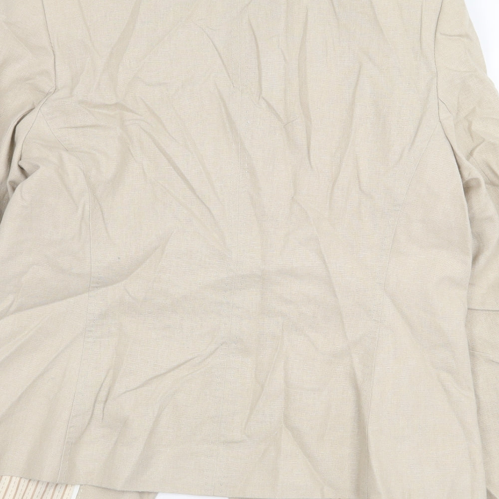 Preworn Womens Beige Jacket Blazer Size 14 Button