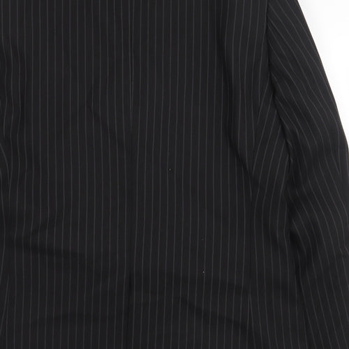 Avenue Mens Black Striped Polyester Jacket Blazer Size 42