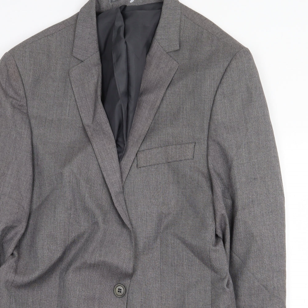 River Island Mens Grey Polyester Jacket Blazer Size 42