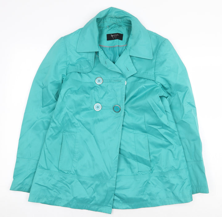 BHS Womens Green Pea Coat Coat Size 12 Button
