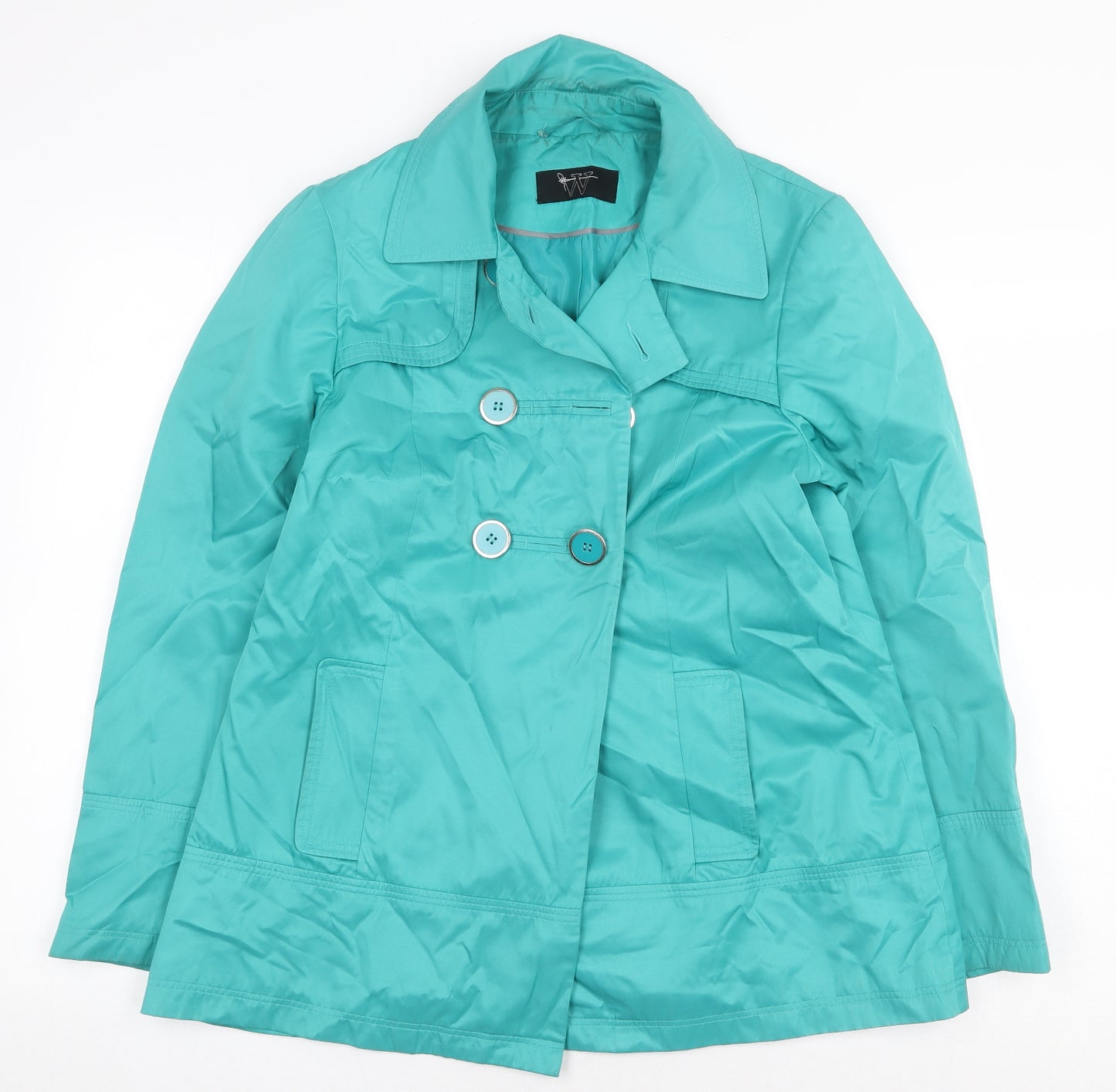 BHS Womens Green Pea Coat Coat Size 12 Button