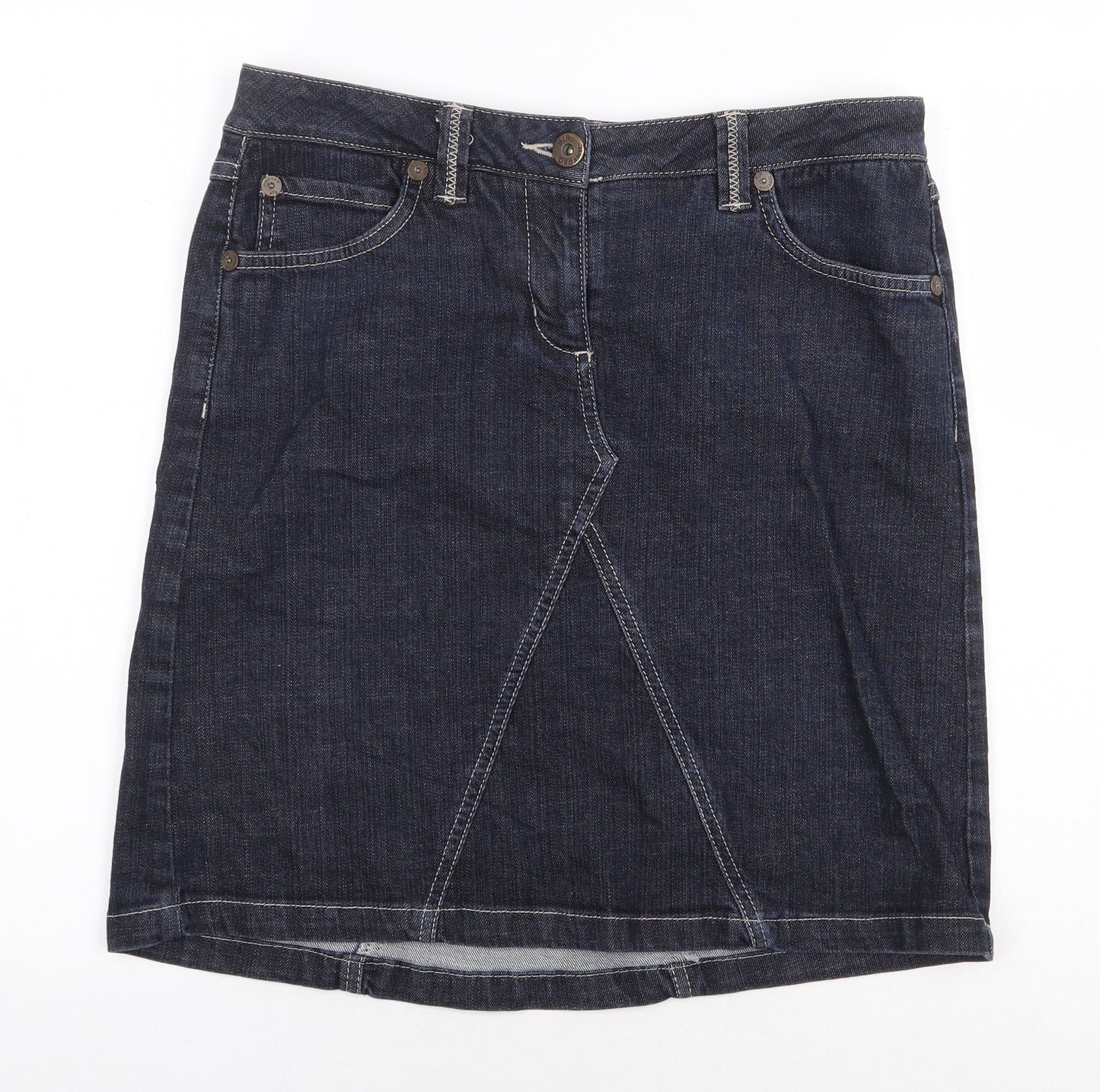 RJR.John Rocha Womens Blue Cotton A-Line Skirt Size 12 Zip