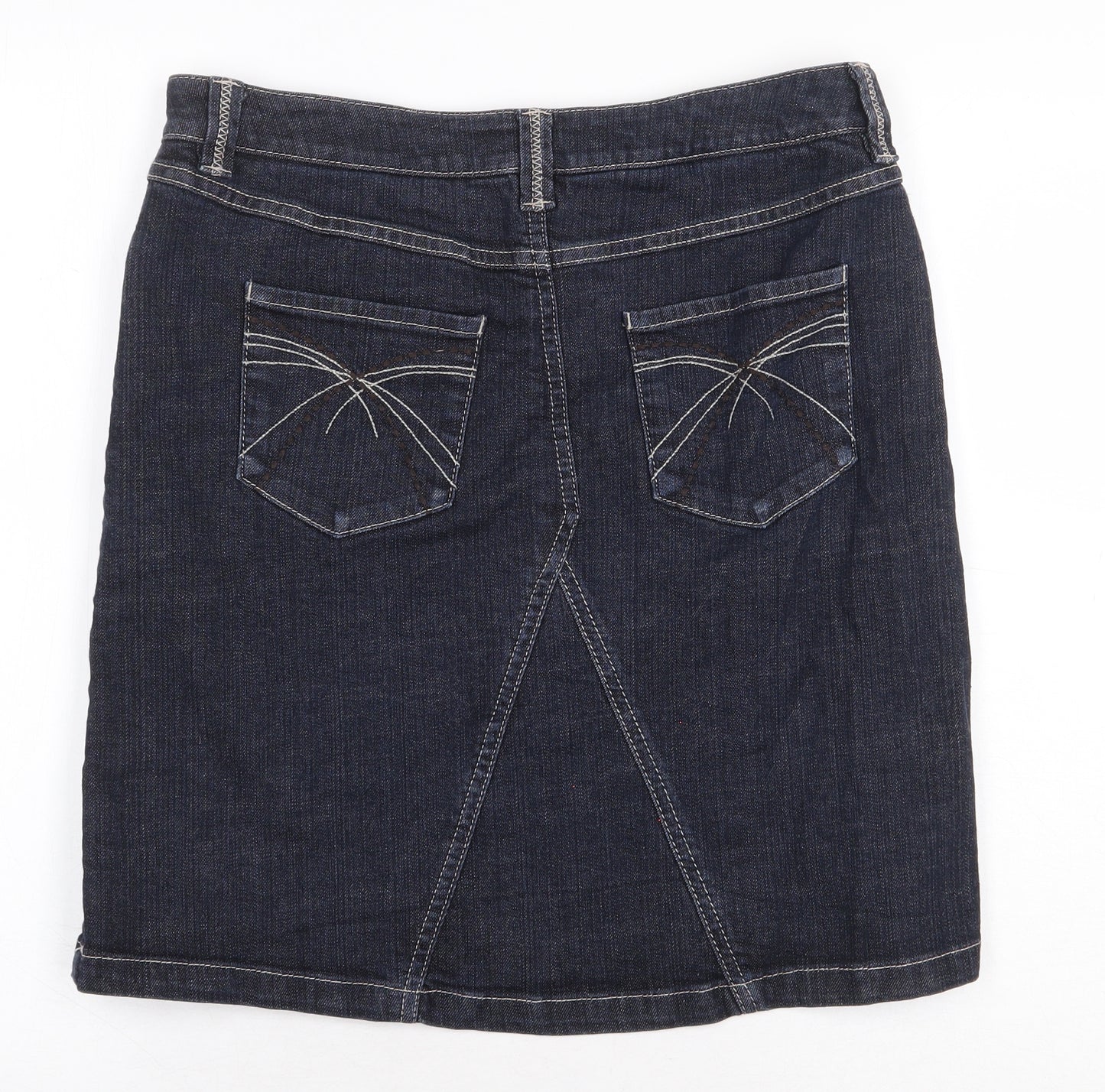 RJR.John Rocha Womens Blue Cotton A-Line Skirt Size 12 Zip