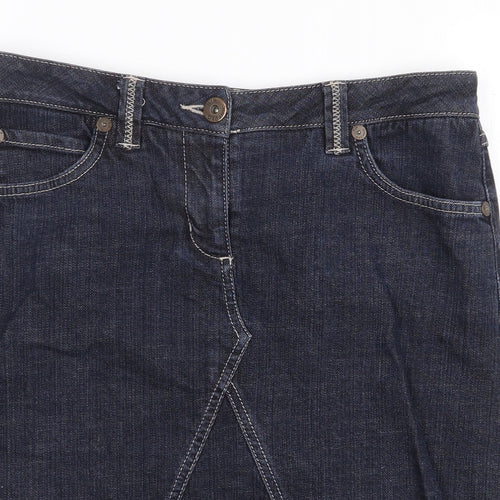 RJR.John Rocha Womens Blue Cotton A-Line Skirt Size 12 Zip