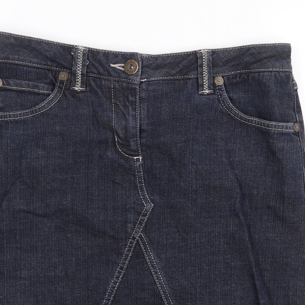 RJR.John Rocha Womens Blue Cotton A-Line Skirt Size 12 Zip