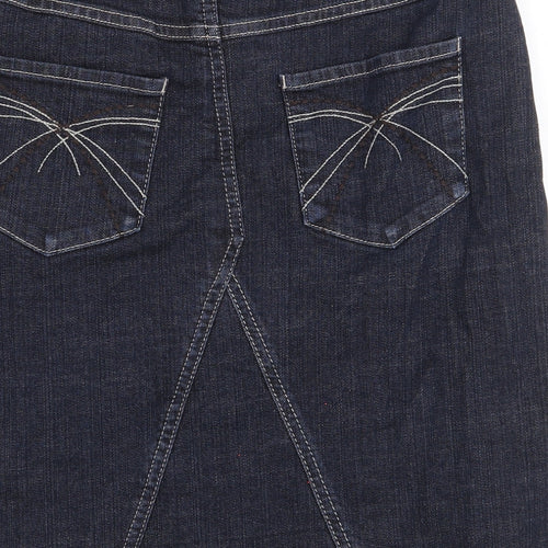 RJR.John Rocha Womens Blue Cotton A-Line Skirt Size 12 Zip