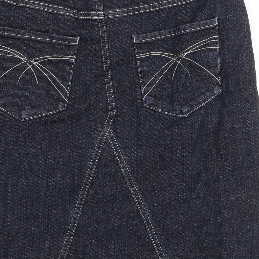 RJR.John Rocha Womens Blue Cotton A-Line Skirt Size 12 Zip