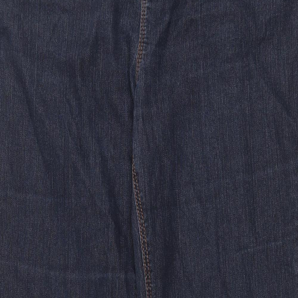 Per Una Womens Blue Cotton Straight Jeans Size 12 Regular Zip