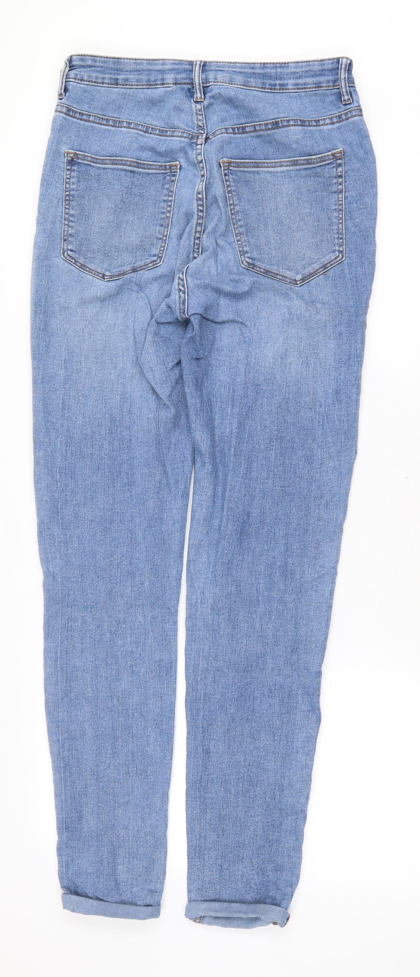H&M Womens Blue Cotton Skinny Jeans Size 10 Regular Zip