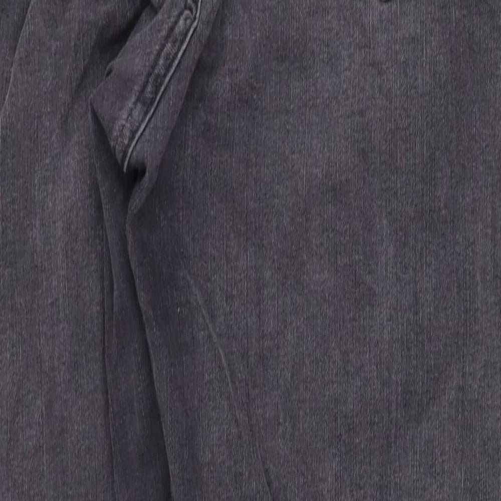 BHS Womens Grey Cotton Straight Jeans Size 14 Regular Zip