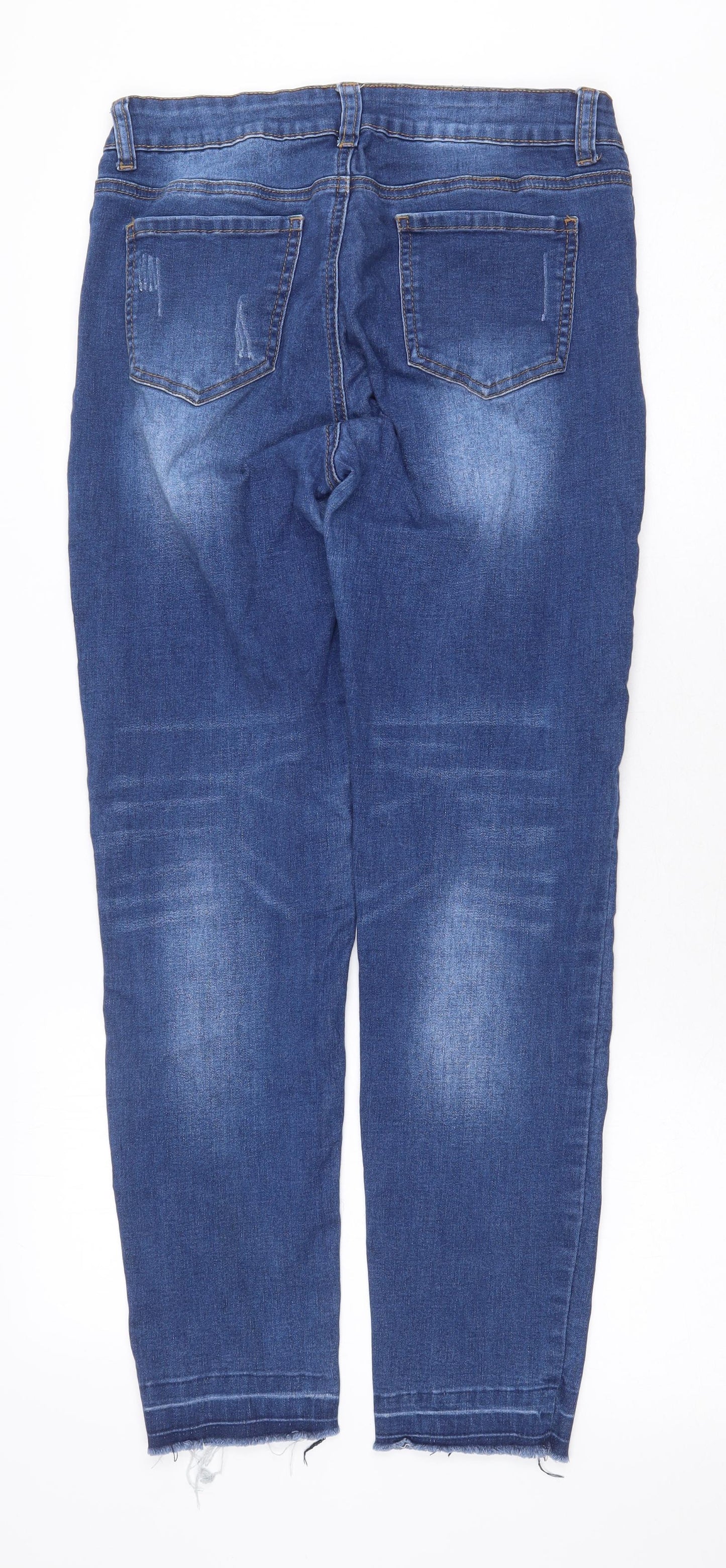 WAX JEAN Womens Blue Cotton Straight Jeans Size M Regular Zip