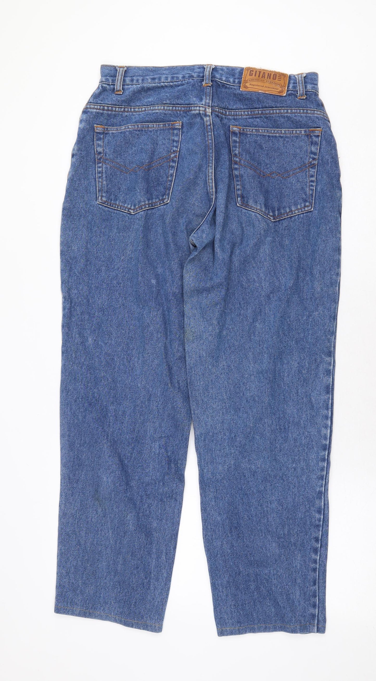 Citano Womens Blue Cotton Straight Jeans Size 14 Regular Zip