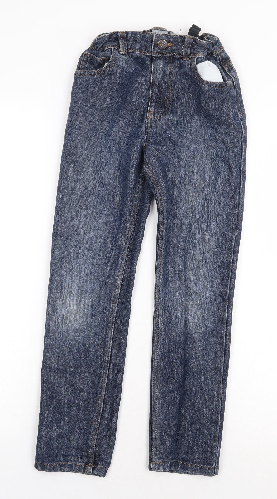 Denim & Co. Boys Blue Cotton Skinny Jeans Size 9-10 Years Regular Zip