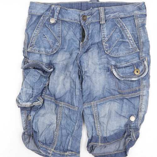 New Look Boys Blue Cotton Bermuda Shorts Size 14 Years Regular Zip