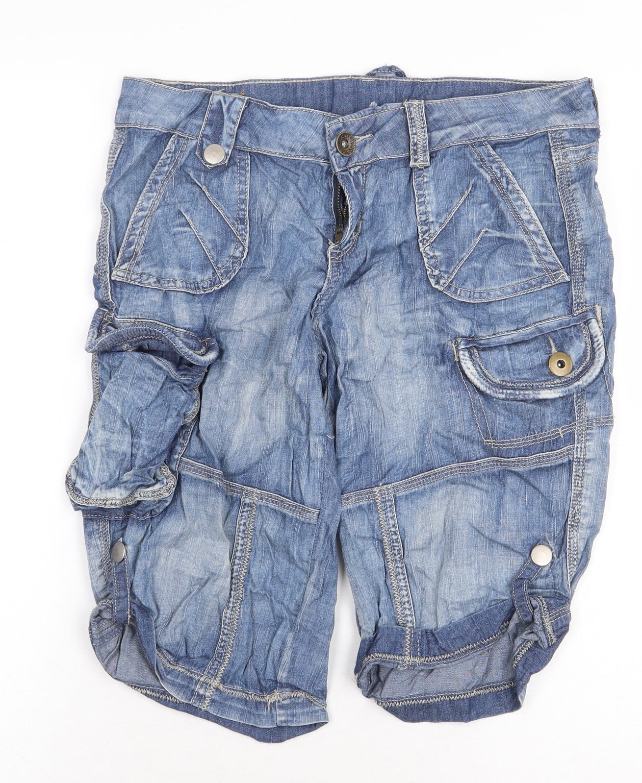 New Look Boys Blue Cotton Bermuda Shorts Size 14 Years Regular Zip