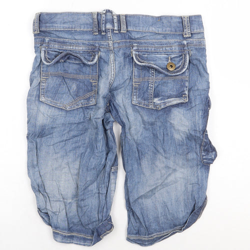 New Look Boys Blue Cotton Bermuda Shorts Size 14 Years Regular Zip