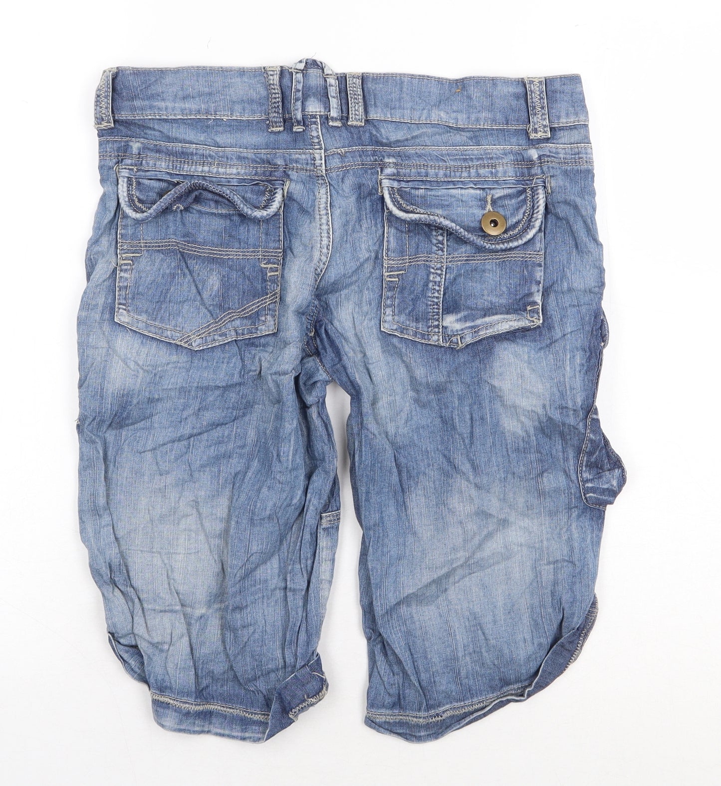 New Look Boys Blue Cotton Bermuda Shorts Size 14 Years Regular Zip