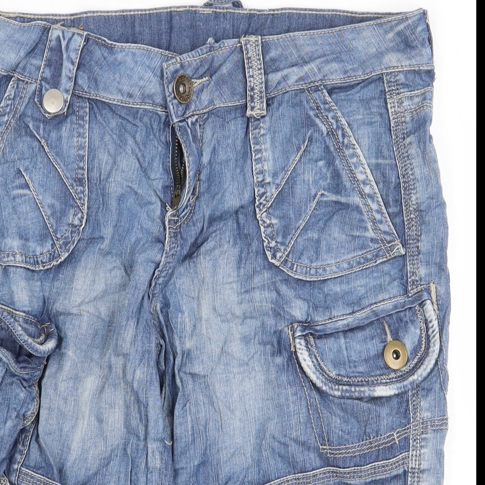 New Look Boys Blue Cotton Bermuda Shorts Size 14 Years Regular Zip