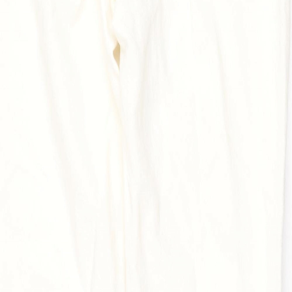 Zara Womens Beige Cotton Straight Jeans Size 8 Regular Zip