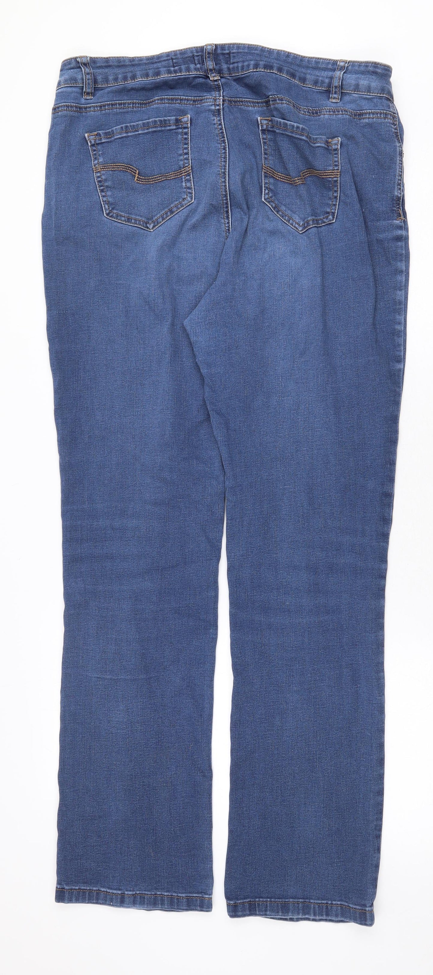 TU Womens Blue Cotton Straight Jeans Size 14 Regular Zip