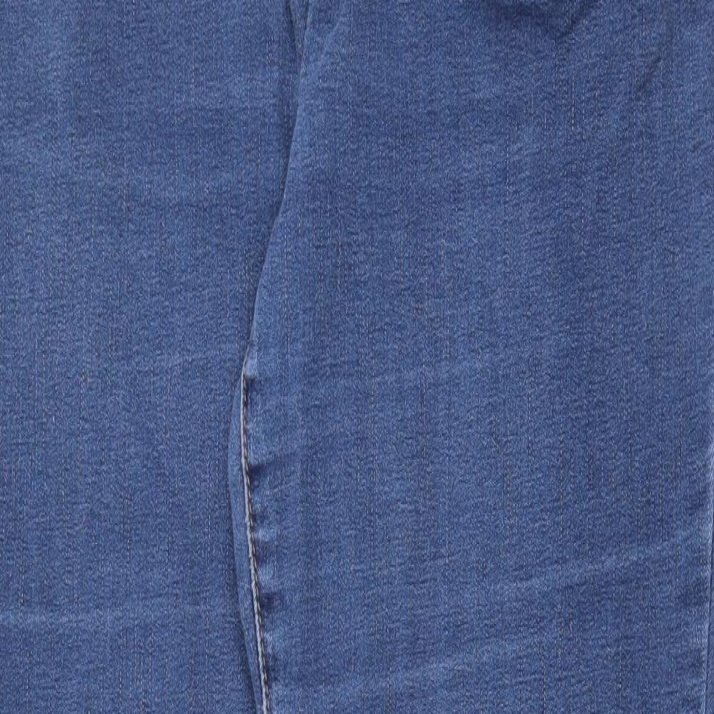 TU Womens Blue Cotton Straight Jeans Size 14 Regular Zip