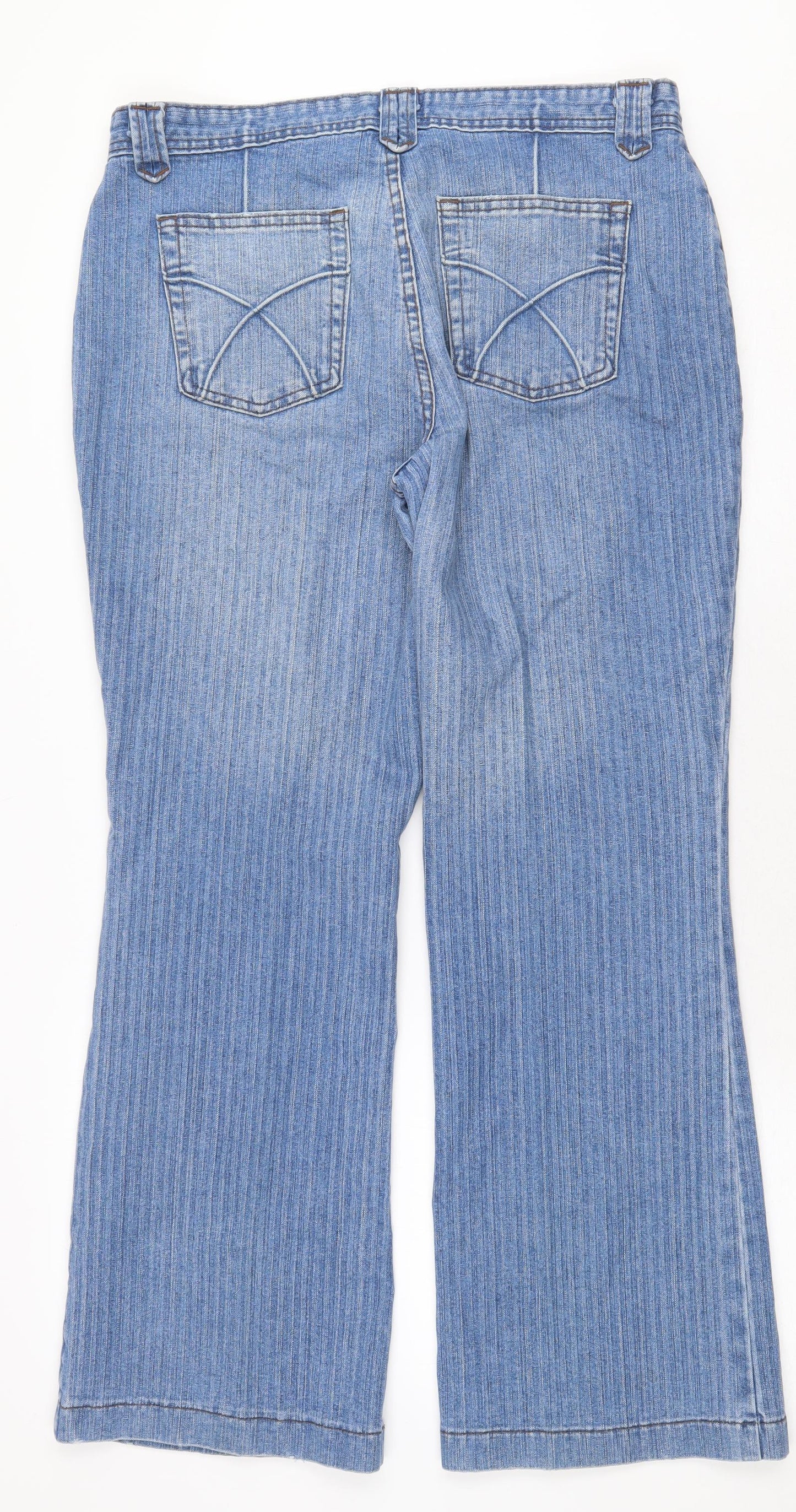 Marks and Spencer Womens Blue Cotton Bootcut Jeans Size 14 Regular Zip