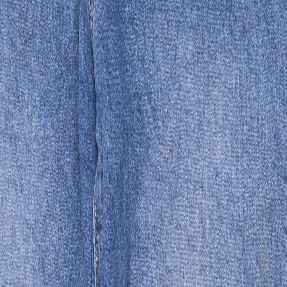 H&M Womens Blue Cotton Straight Jeans Size 10 Regular Zip