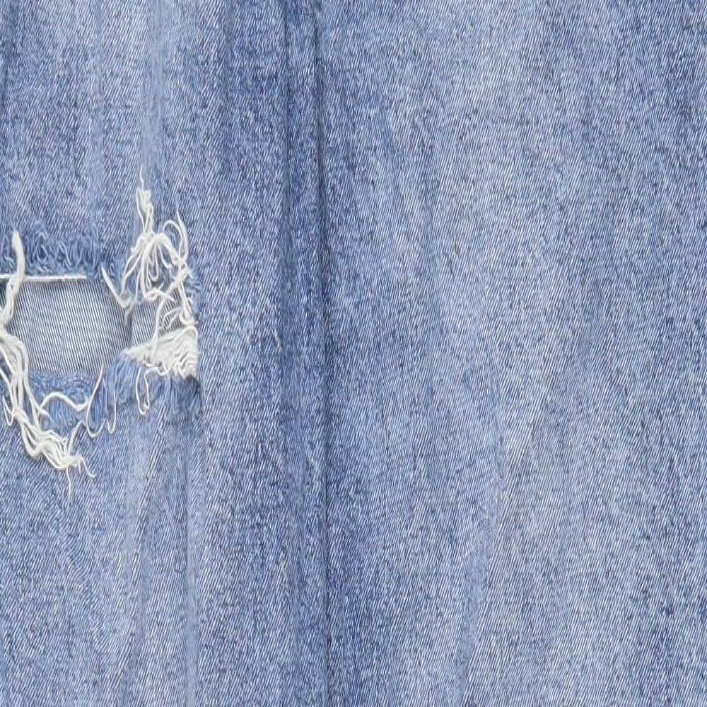 H&M Womens Blue Cotton Straight Jeans Size 12 Regular Zip