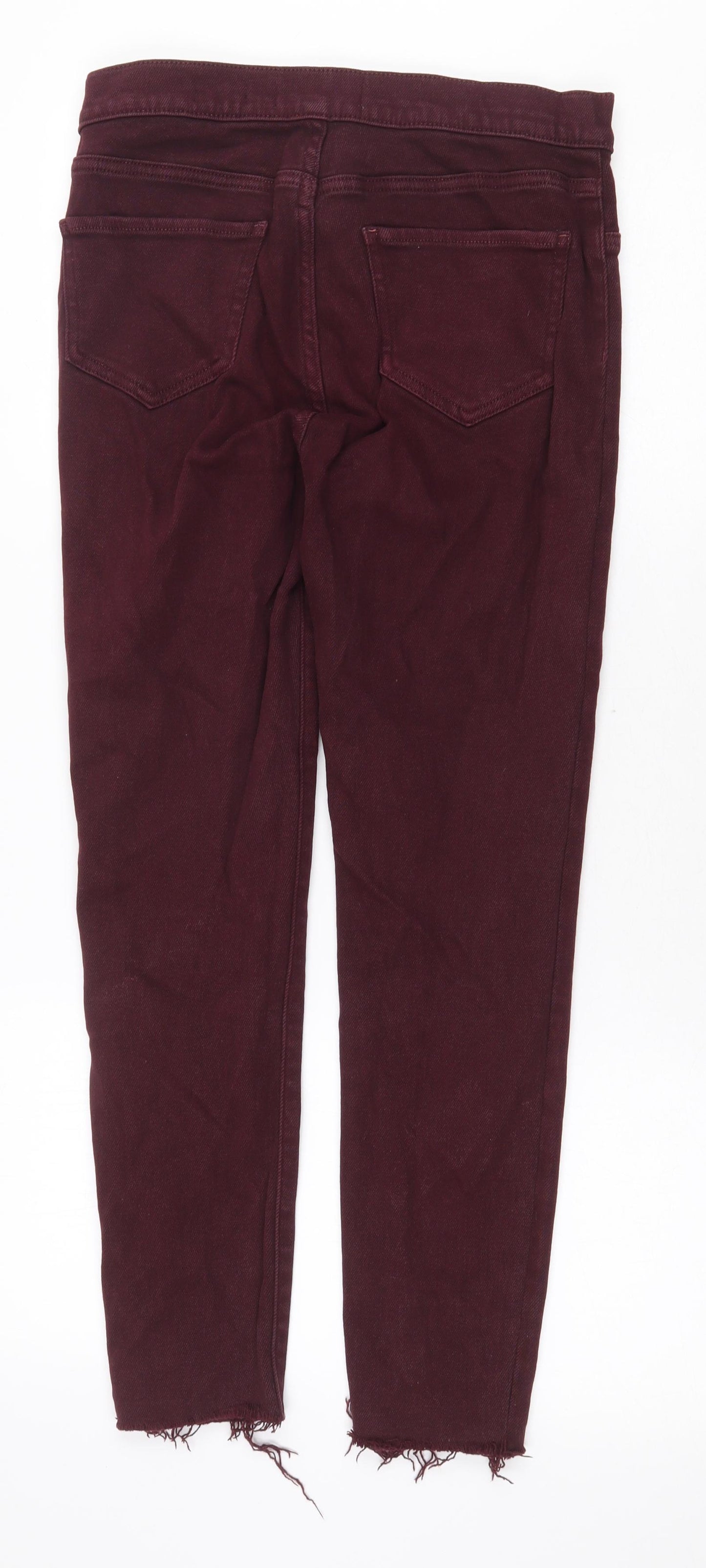 New Look Womens Red Cotton Straight Jeans Size 12 Regular Zip