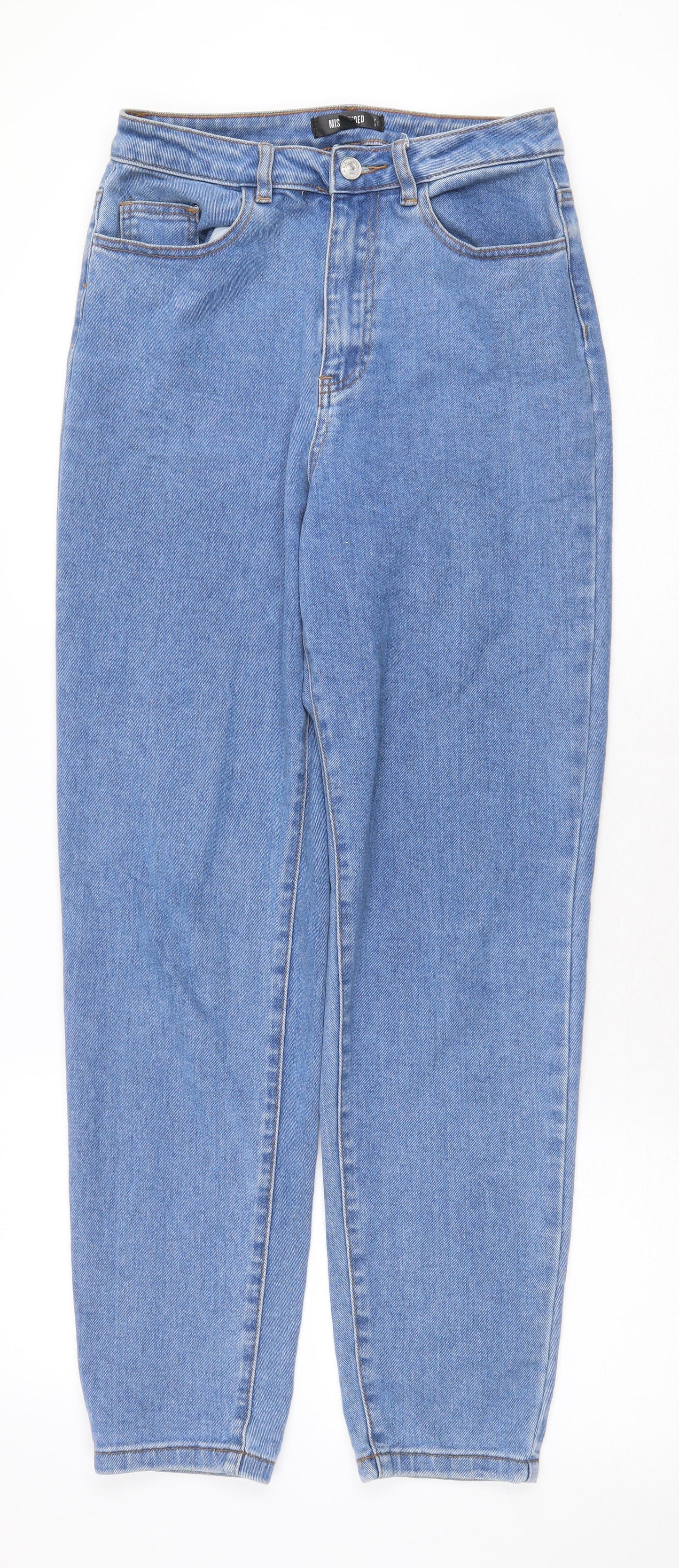 Missguided Womens Blue Cotton Straight Jeans Size 8 Regular Zip
