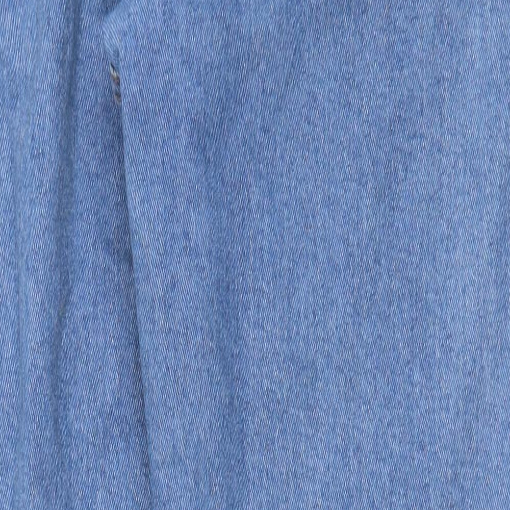 Missguided Womens Blue Cotton Straight Jeans Size 8 Regular Zip