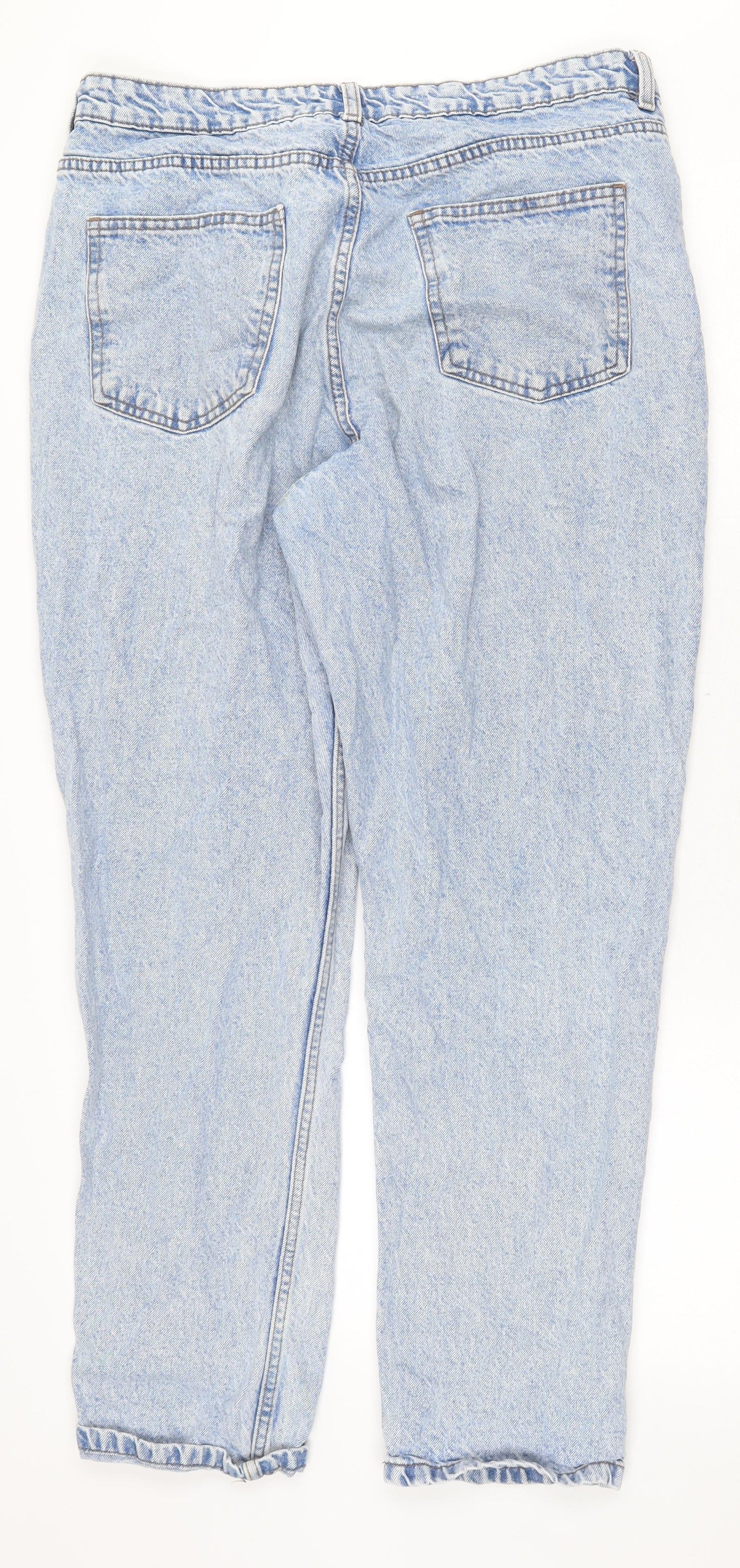 Denim & Co. Womens Blue Cotton Straight Jeans Size 16 Regular Zip