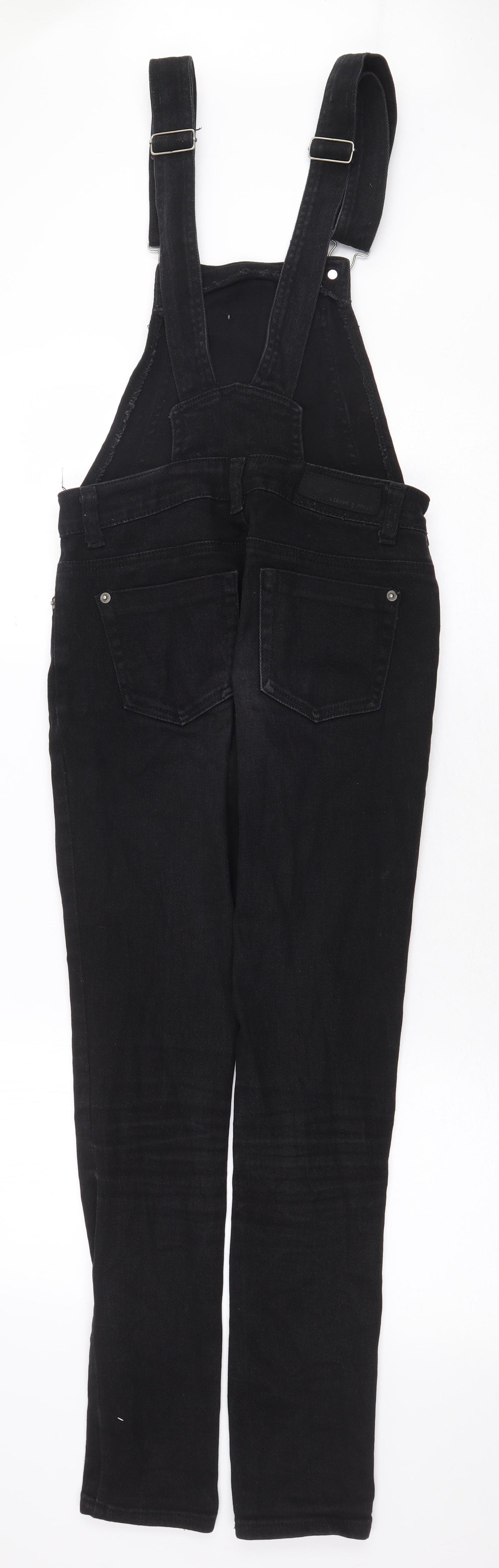 Liquor N Poker Womens Black Cotton Dungaree One-Piece Size 6 Buckle