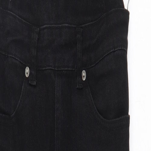 Liquor N Poker Womens Black Cotton Dungaree One-Piece Size 6 Buckle