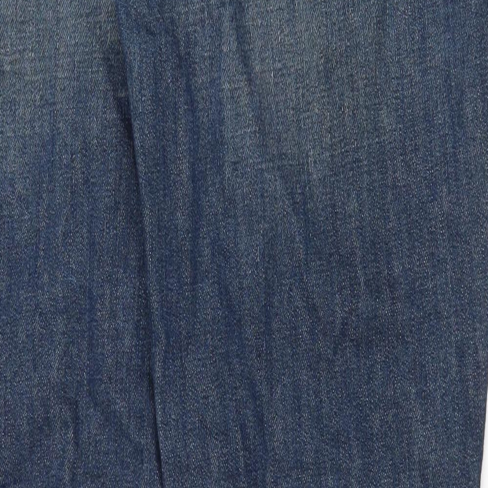 Preworn Mens Blue Cotton Straight Jeans Size 30 in Slim Zip