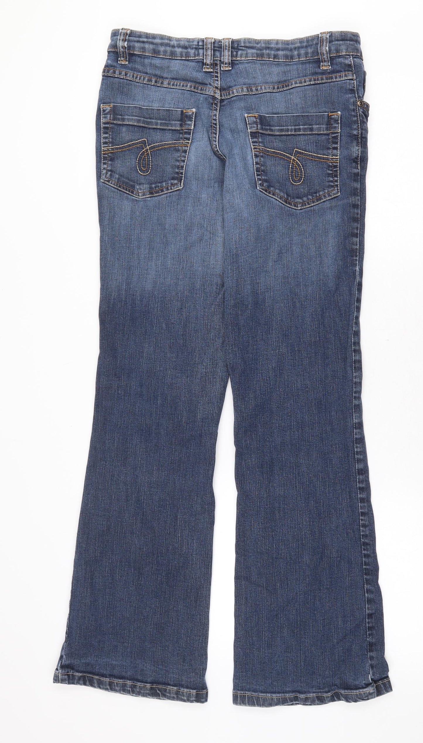 Papaya Womens Blue Cotton Bootcut Jeans Size 8 Regular Zip