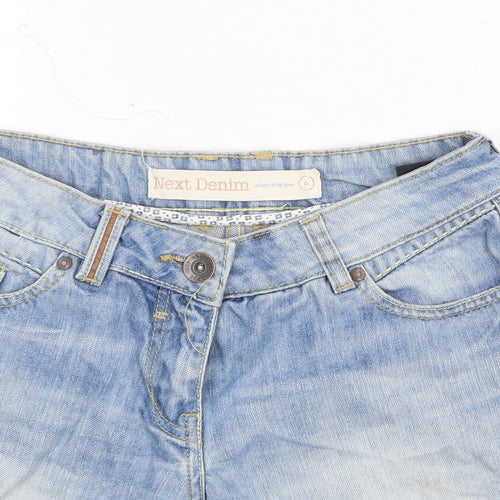 NEXT Womens Blue Cotton Bermuda Shorts Size 6 Regular Zip