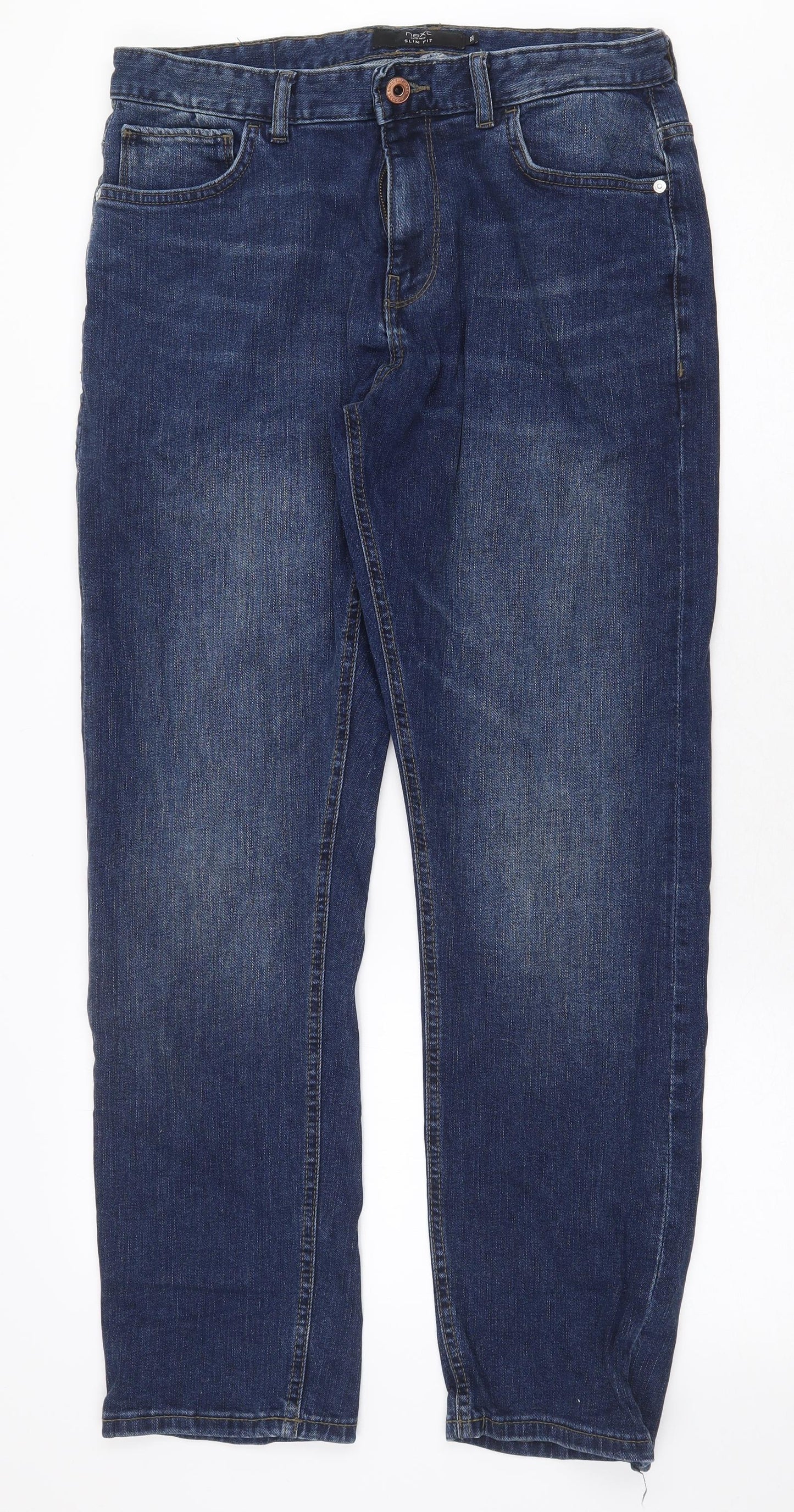 NEXT Mens Blue Cotton Straight Jeans Size 32 in Regular Zip