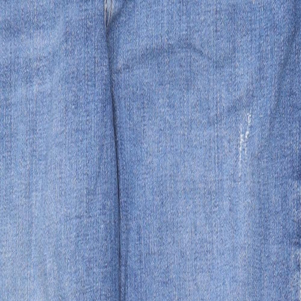 Marks and Spencer Womens Blue Cotton Straight Jeans Size 12 Regular Zip