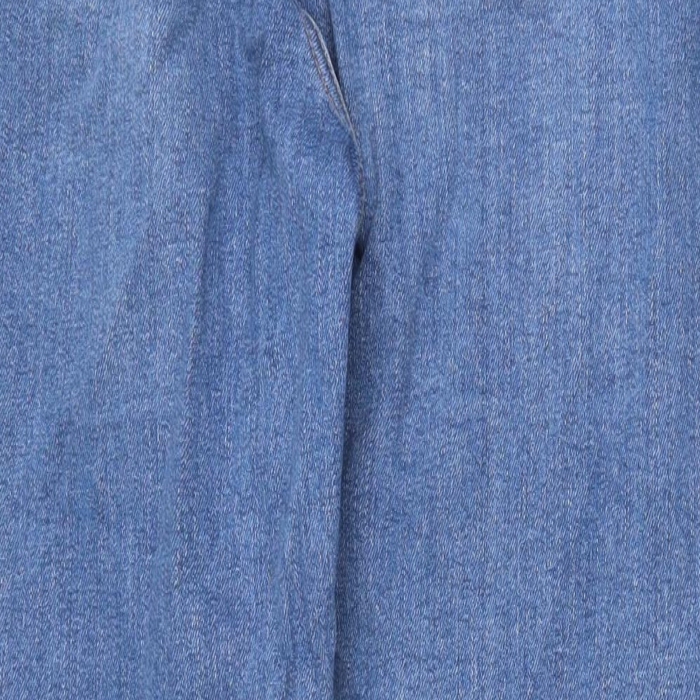 Marks and Spencer Womens Blue Cotton Straight Jeans Size 12 Regular Zip